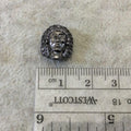 Gunmetal Plated CZ Cubic Zirconia Inlaid Native American Head Shaped Bead White CZ - Measures ~ 13mm x 15mm,  - Sold Individually, RANDOM
