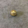 Gold Plated CZ Cubic Zirconia Inlaid Round/Globe/Soccer Ball/Sphere Shaped Bead White CZ - Measures ~ 10mm,  - Sold Individually, RANDOM