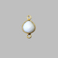 Gold Plated Faceted White Hydro (Lab Created) Chalcedony Heart/Teardrop Bezel Connector - Measuring 10mm x 10mm - Sold Individually