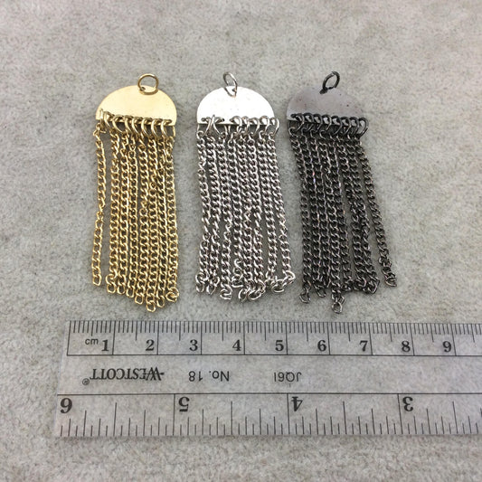 3/4" Silver Plated Copper Jellyfish Shaped Pendant with Matching Chains,  - Measuring 21mm x 13mm, w/ 45mm Chains