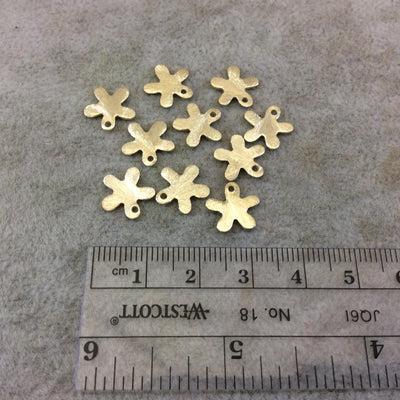 Small Gold Plated Flower/Star Cutout Shaped Brushed Finish Copper Components - Measuring 10mm x 10mm - Sold in Packs of 10 (254-GD)