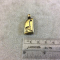 13mm x 22mm Oxidized Gold Plated Rustic Cast Resting Giraffe Icon Copper Sail Shaped Pendant w/ Attached Ring  - Sold Individually (K-75)