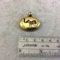 20mm x 27mm Oxidized Gold Plated Rustic Cast Bugling Elephant Icon Copper Oval Shape Pendant w/ Attached Ring  - Sold Individually (K-79)