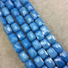 10mm x 14mm Glossy Finish Faceted Opaque Sky Blue Chinese Rectangle Beads - Sold by 12.5" Strands (Approx. 22 Beads) (CC10140-19)