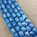 10mm x 14mm Glossy Finish Faceted Opaque Sky Blue Chinese Rectangle Beads - Sold by 12.5" Strands (Approx. 22 Beads) (CC10140-19)