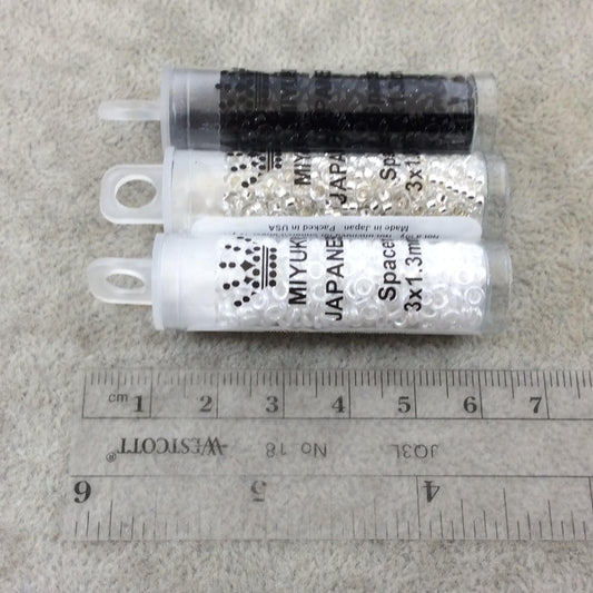1mm x 3mm Matte Black AB Genuine Miyuki Glass Seed Spacer Beads - Sold by 8 Gram Tubes (Approx. 520 Beads per Tube) - (SPR3-401FR)