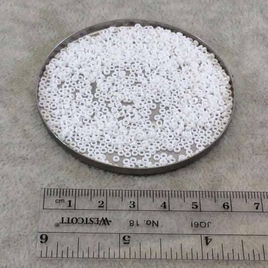 1mm x 2mm Opaque White Genuine Miyuki Glass Seed Spacer Beads - Sold by 7 Gram Tubes (~ 770 Beads per Tube) - (SPR2-402)