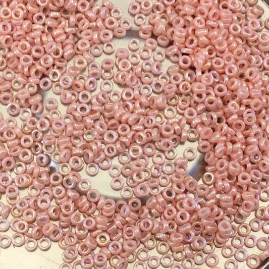 1mm x 2mm Semi-Matte Opaque Salmon Genuine Miyuki Glass Seed Spacer Beads - Sold by 100 Gram Bag (SPR2-596-bg)