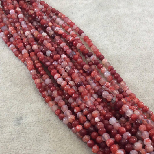 4mm Red Mottled Agate Beads