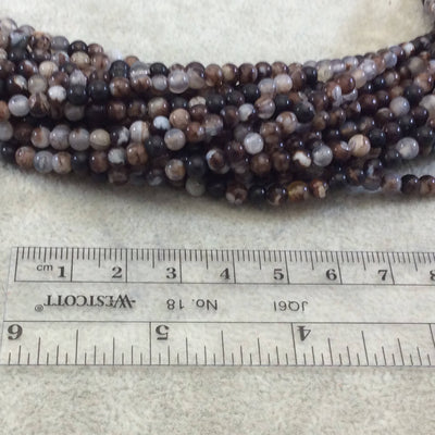 4mm Black Brown Mottled Agate Beads
