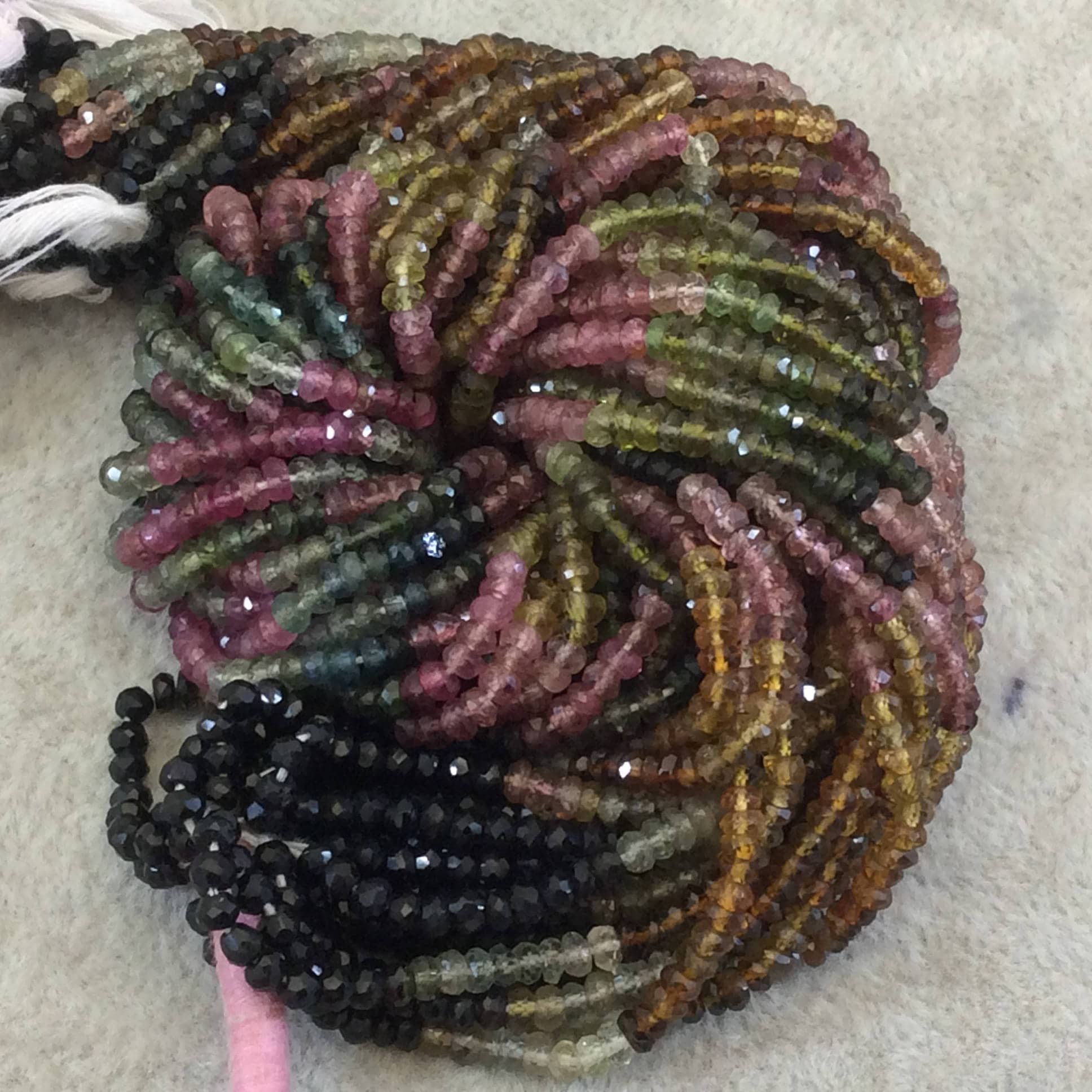 Tourmaline Rondelle Beads - 2mm x 3mm Micro-faceted Beads for Jewelry Making