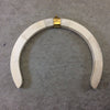 4.5" White/Ivory Crescent Shaped Natural Ox Bone Pendant with Flat Sides and Gold Bail - Measuring 115mm x 95mm, Approx.