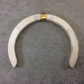 4.5" White/Ivory Crescent Shaped Natural Ox Bone Pendant with Flat Sides and Gold Bail - Measuring 115mm x 95mm, Approx.