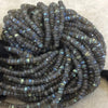 2-3mm x 4.5-5.5mm Faceted Labradorite Rondelle Shaped Beads w/ .5mm Holes - 10" Strand (~92 Beads) - High Quality Hand-Cut Indian Gemstone