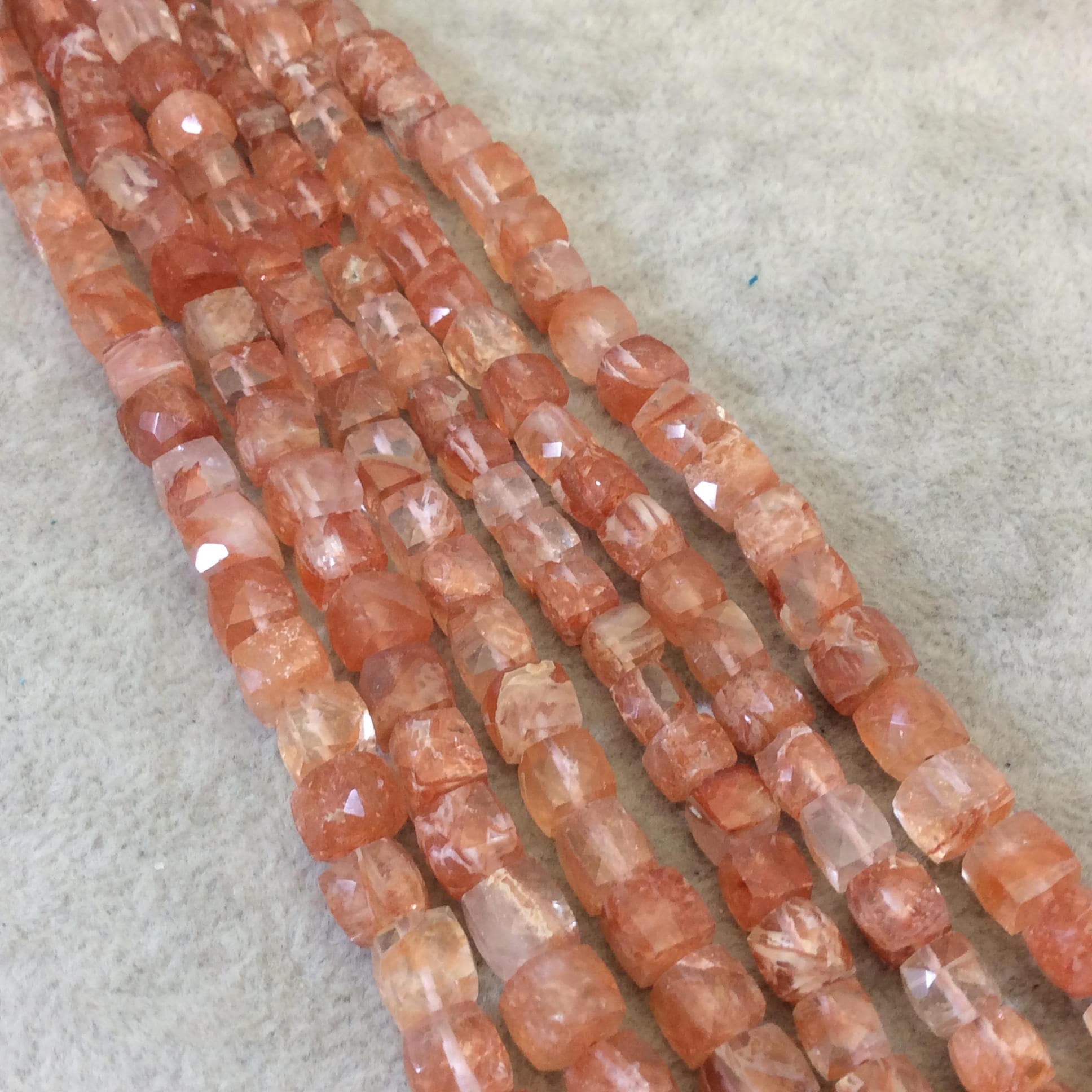 Sunstone Cube Beads - 6mm Faceted