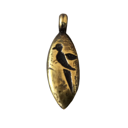 Perched Bird Pendant – Rustic Cast Copper with Oxidized Gold Plating Icon Charm