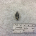 Labradorite Bezel | Gunmetal Plated Faceted Natural Marquise Shaped Pendant - Measuring 10mm x 25mm - Sold Individually, Chosen Randomly