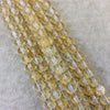 8mm Natural Yellow Citrine Smooth Glossy Round/Ball Shaped Beads With 1.5mm Holes - 7.5" Strand (Approx. 24 Beads) - LARGE HOLE BEADS