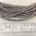 6mm Gray Agate Faceted Glossy Round/Ball Shaped Beads With 1.5mm Holes - 7.5" Strand (Approximately 32 Beads) - LARGE HOLE BEADS