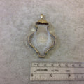 Transparent Crystal Bezel | Gold Electroplated Faceted Flat Back Glass Clear Bottle Shaped Pendant With Bail  ~ 40mm x 60mm