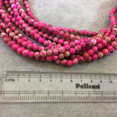 6mm Smooth Natural Pink/Tan Sea Sediment Jasper Round/Ball Shaped Beads - Sold by 15.5" Strands (Approx. 65 Beads) - Semi-Precious Gemstone