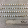 Gold Plated Copper Rosary Chain with Faceted 6-7mm Rondelle Shape Moonstone Beads - Sold by the Foot (CH325-GD) Quality Gemstone!