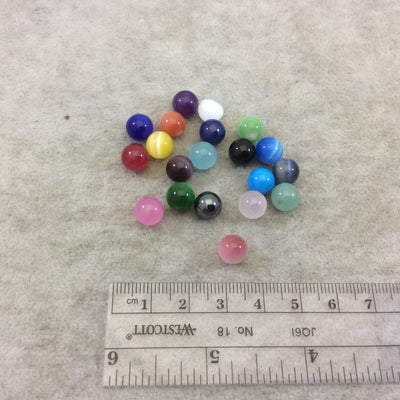 SUPER-CUTE UNDRILLED 8mm Multicolor Synthetic Cat's Eye Beads - For Chainmaille, Wire-Caging, or Polymer Setting - Sold by Mixed Pack of 20