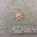 Large Rose Gold Plated CZ Cubic Zirconia Inlaid Sunburst Shaped Copper Pendant - Measures 37mm x 37mm  - Four Colors Available, See Related!