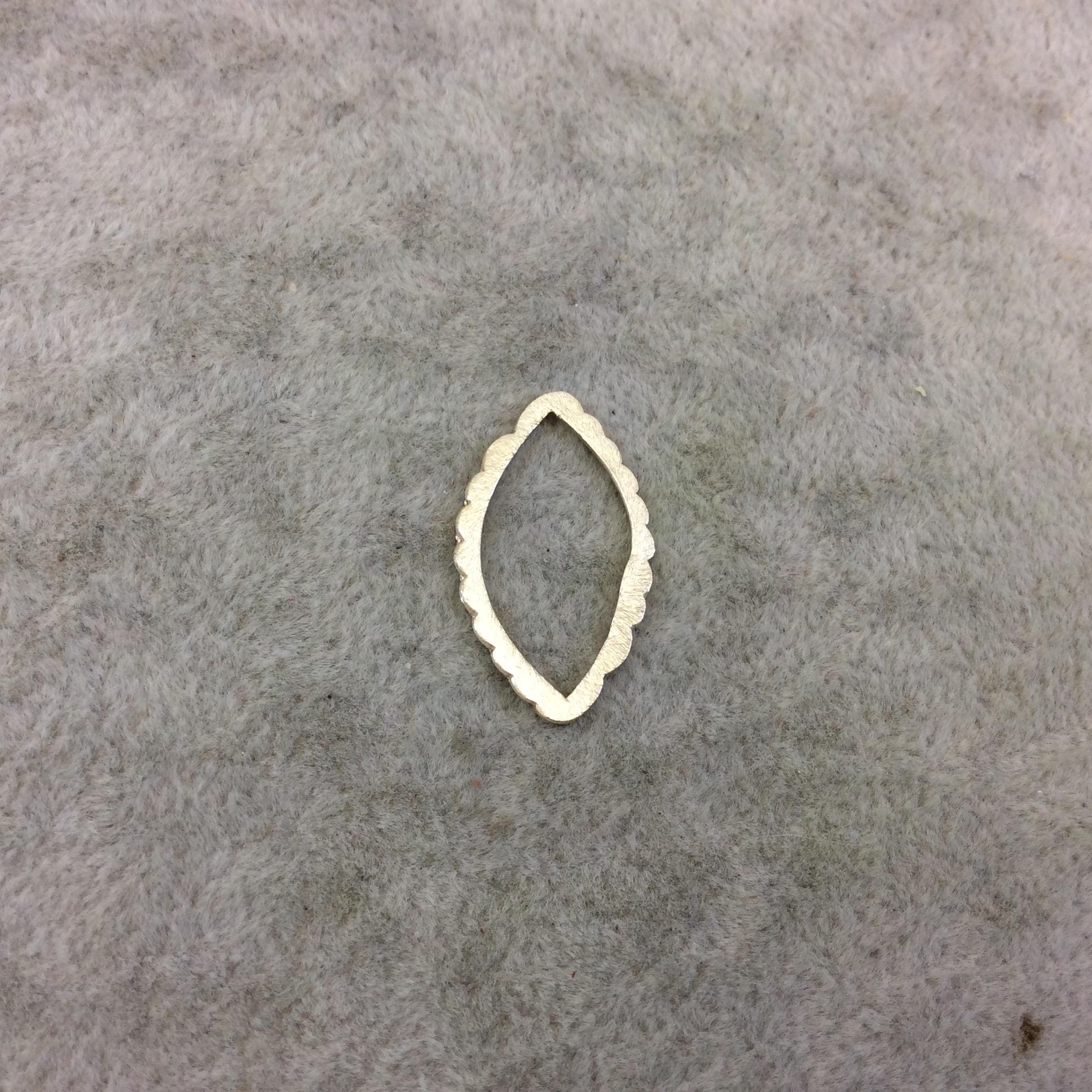 15mm x 26mm Gold Brushed Finish Open Scalloped Marquise Shaped Plated Copper Components - Sold in Bulk Packs of 10 Pieces - (080-GD)