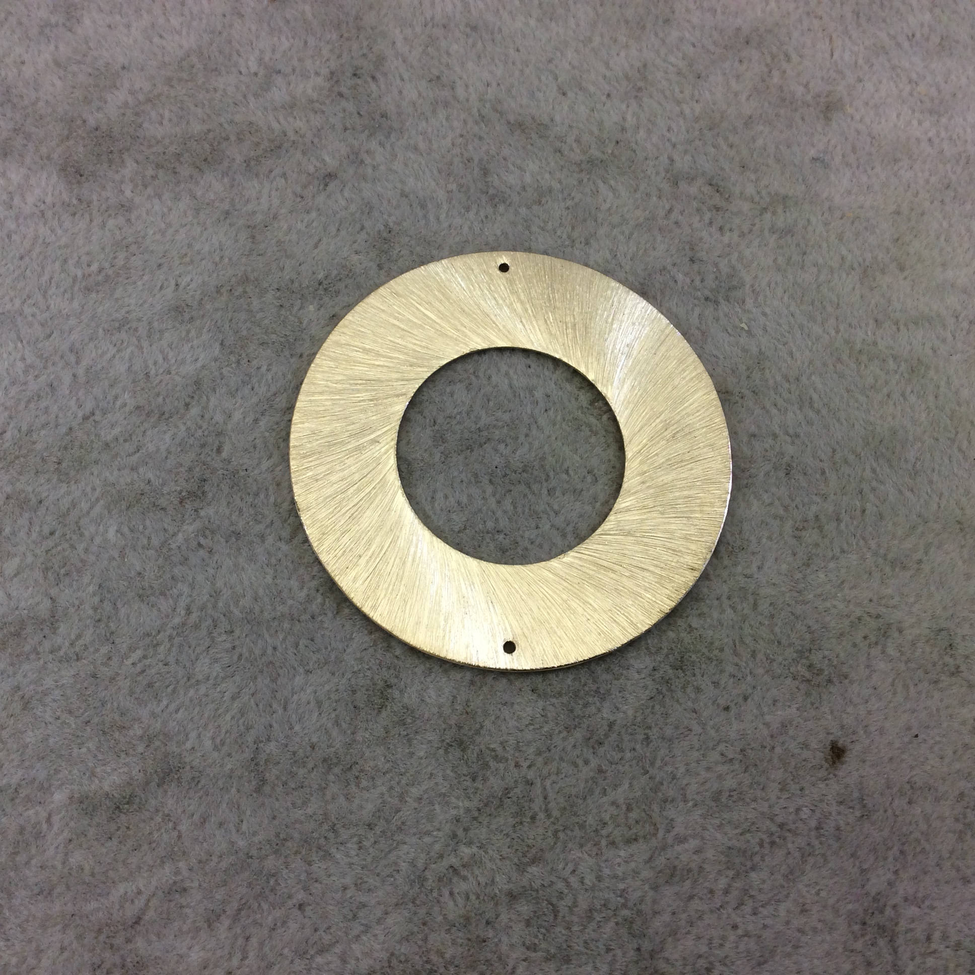 50mm Gold Brushed Finish Thick Open Circle/Ring Shaped Dual Drilled Plated Copper Components - Sold in Bulk Packs of 10 Pieces - (021-GD)