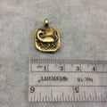 16mm x 18mm Oxidized Gold Plated Rustic Cast Odd Duck-Cat Icon Copper Oval Shaped Pendant w/ Attached Ring  - Sold Individually (K-15)
