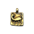 14mm x 16mm Oxidized Gold Plated Rustic Cast Odd Duck-Cat Icon Copper Rectangle Shaped Pendant w/ Attached Ring  - Sold Individually (K-27)