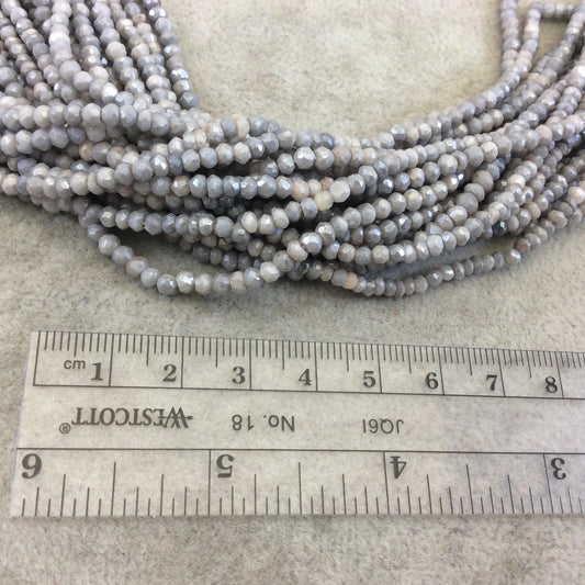 Holiday Special! 2-3mm x 2-3mm Faceted Mystic Gray Dyed Natural Quartz Rondelle Beads - 13" Strand (~ 130 Beads)