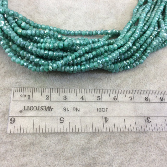 Mystic Green Quartz Beads | Faceted Rondelle Gemstone Beads | 2mm to 3mm | 13" Strand (~145 Beads) | Natural Dyed Quartz