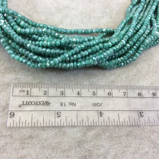 Holiday Special! 2-3mm x 2-3mm Faceted Mystic Green Dyed Natural Quartz Rondelle Beads - 13" Strand (~ 145 Beads)