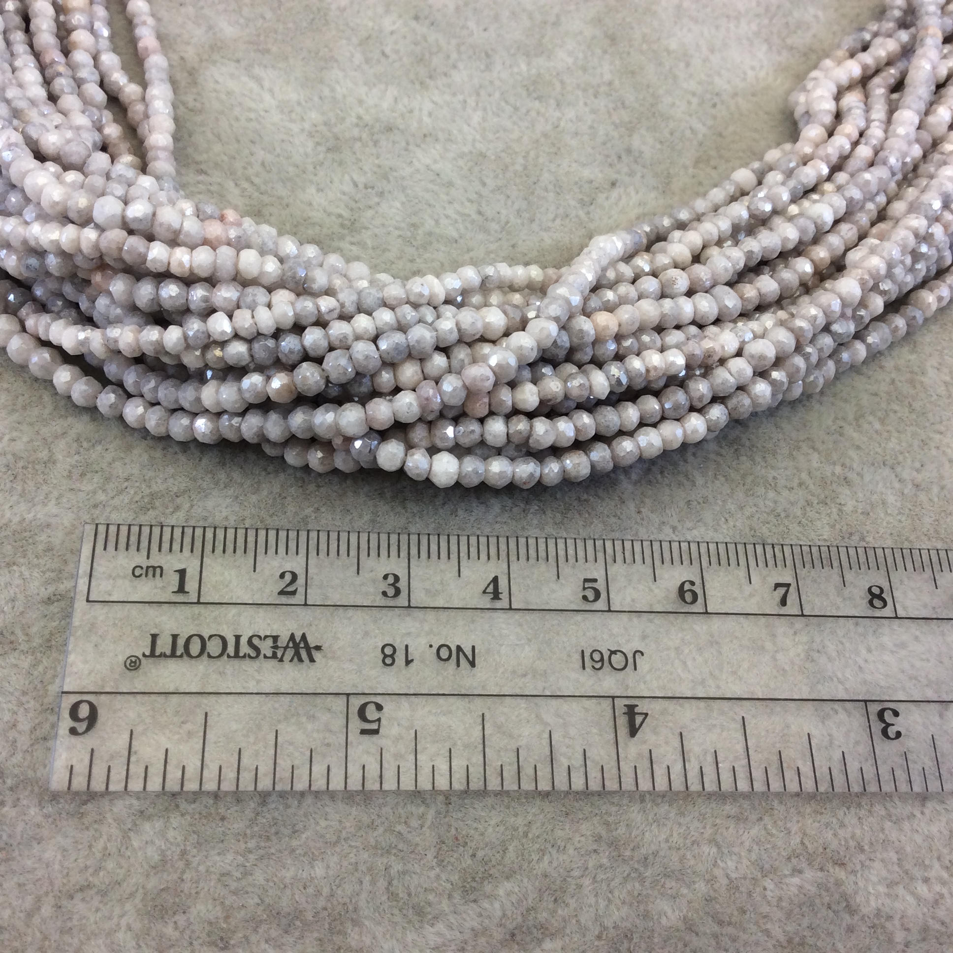 Holiday Special! 2-3mm x 2-3mm Faceted Mystic Lt. Gray Dyed Natural Quartz Rondelle Beads - 13" Strand (~ 125 Beads)