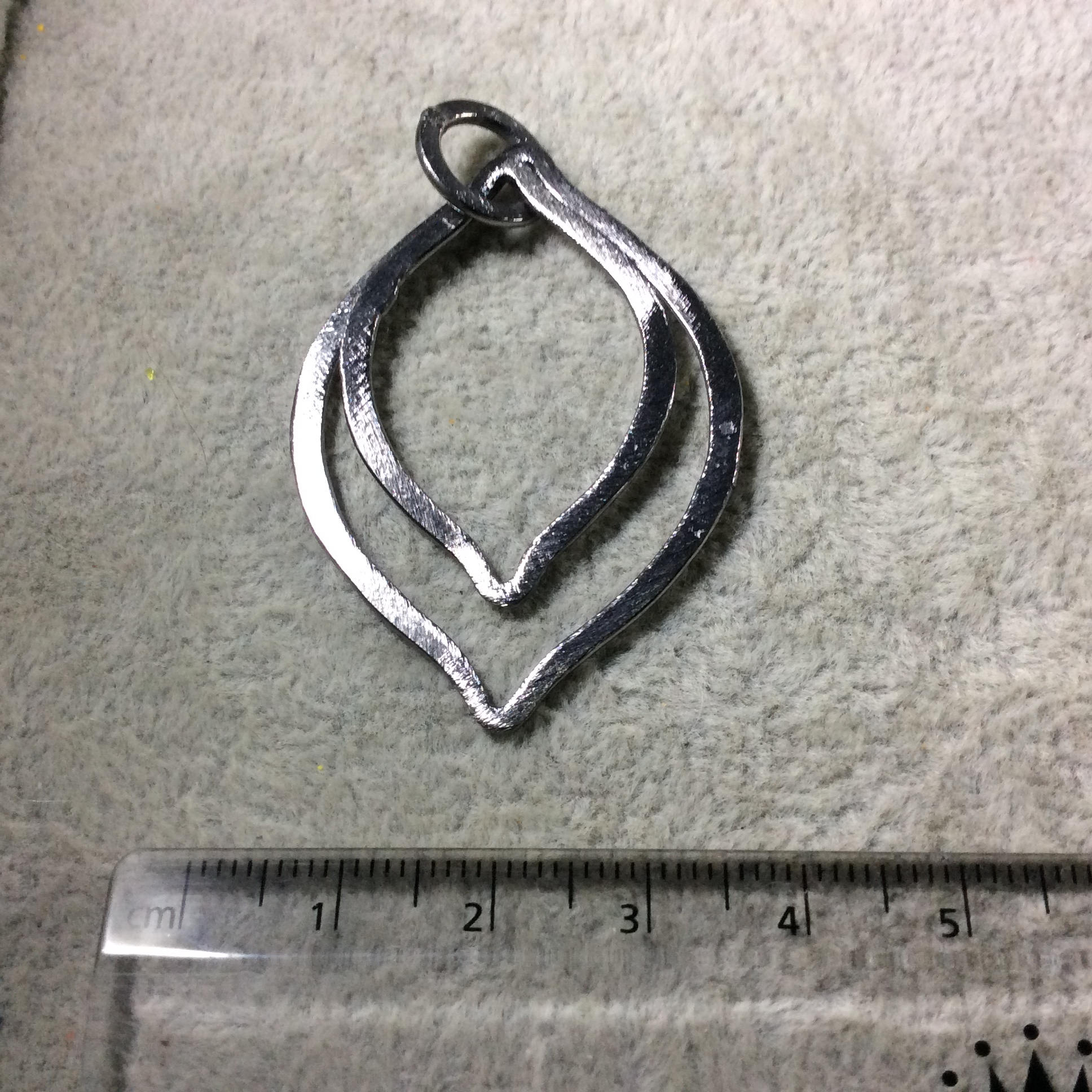 Large Sized Gunmetal Plated Copper Open Double Marquise Shaped Components ~ 46mm, 36mm, With Jump Ring  Sold in Packs of 10 (435-GM)