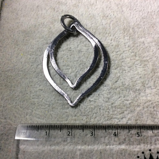 Large Sized Gunmetal Plated Copper Open Double Marquise Shaped Components ~ 46mm, 36mm, With Jump Ring  Sold in Packs of 10 (435-GM)