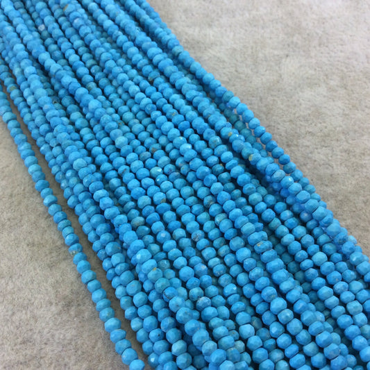 Holiday Special! 2-3mm x 2-3mm Faceted Natural Reconstituted Turquoise Rondelle Beads - 13" Strand (~ 130 Beads)