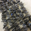 Gray Labradorite Spike/Stick Shaped Beads - 15" Strand (Approximately 145 Beads) - Measuring 3-5mm x 12-25mm - Semi-Precious Gemstone