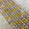 High Quality Faceted Citrine and Pale Amethyst Rondelle Shaped Beads, ~ 8mm x 12mm, 14 1/2" Strands, (Approx. 48 Beads) Sold Per Strand.