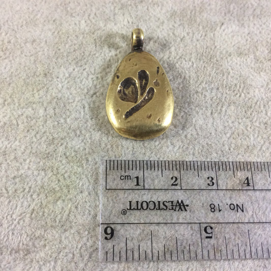 18mm x 26mm Oxidized Gold Plated Rustic Cast Butterfly Icon Copper Teardrop Shaped Pendant w/ Attached Ring  - Sold Individually (K-68)