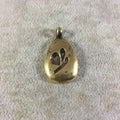 18mm x 26mm Oxidized Gold Plated Rustic Cast Butterfly Icon Copper Teardrop Shaped Pendant w/ Attached Ring  - Sold Individually (K-68)