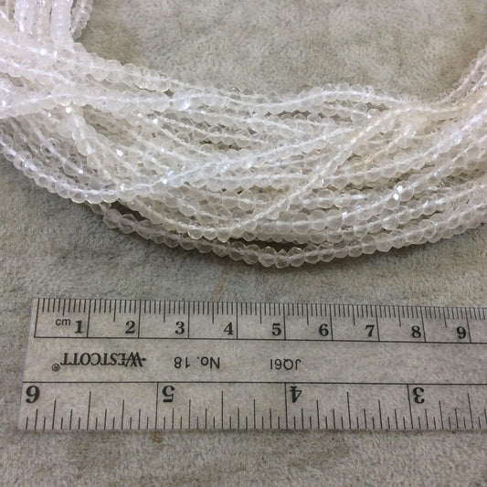 Holiday Special! 3-4mm x 3-4mm Faceted Natural Crystal Clear Quartz  Rondelle Shaped Beads - 13" Strand (~ 110 Beads)