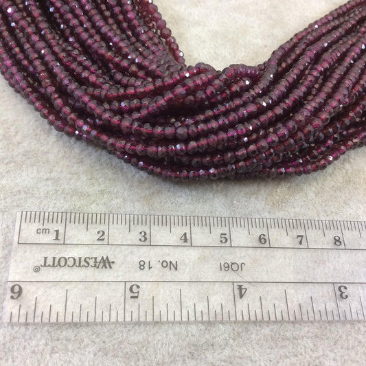 Holiday Special! 2-3mm x 2-3mm Faceted Natural Red Garnet Rondelle Shaped Beads - 13" Strand (~ 135 Beads)