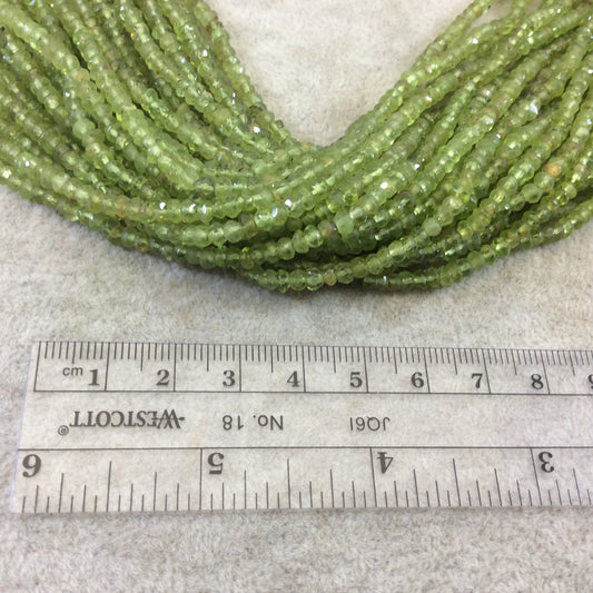 Holiday Special! 3-4mm x 3-4mm Faceted Natural Green Peridot Rondelle Shaped Beads - 13" Strand (~ 130 Beads)