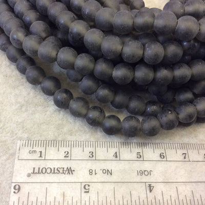 8mm Matte Transparent Black Irregular Rondelle Shaped Indian Beach/Sea Glass Beads - Sold by 16" Strands - Approx. 50 Beads per Strand