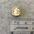 Gold Plated CZ Cubic Zirconia Inlaid Native American Head Shaped Bead White CZ - Measures 13mm x 15mm, Approx. - Sold Individually, RANDOM