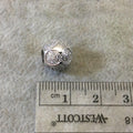 Silver Plated CZ Cubic Zirconia Inlaid Round/Globe/Soccer Ball/Sphere Shaped Bead White CZ - Measures ~ 10mm,  - Sold Individually, RANDOM
