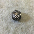 Gunmetal Plated CZ Cubic Zirconia Inlaid Rolled Edge Urn Shaped Bead W White CZ Hearts -  ~ 9mm x 10mm,  - Sold Individually, Random